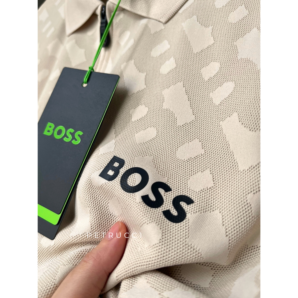 BOSS Active quick-dry polo shirt with gradient monogram jacquard Style Philix TOC JQ 50538106