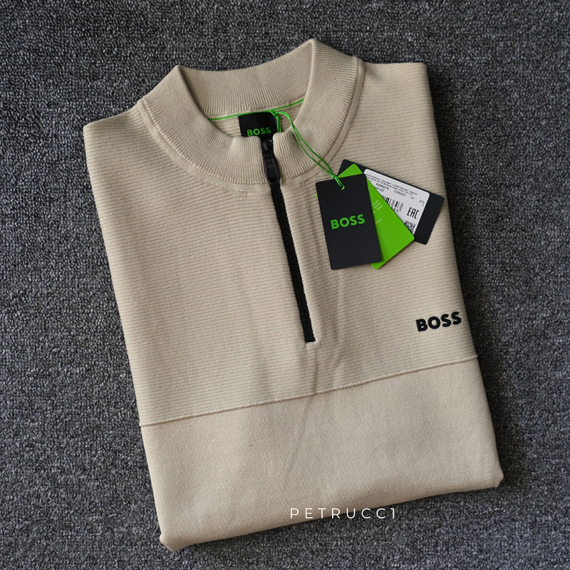 BOSS Zip neck sweater with graphic pattern 50563378