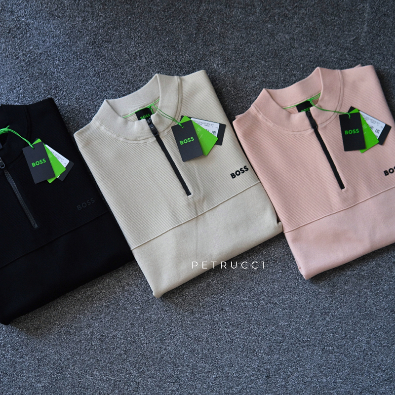 BOSS Zip neck sweater peach 50563378