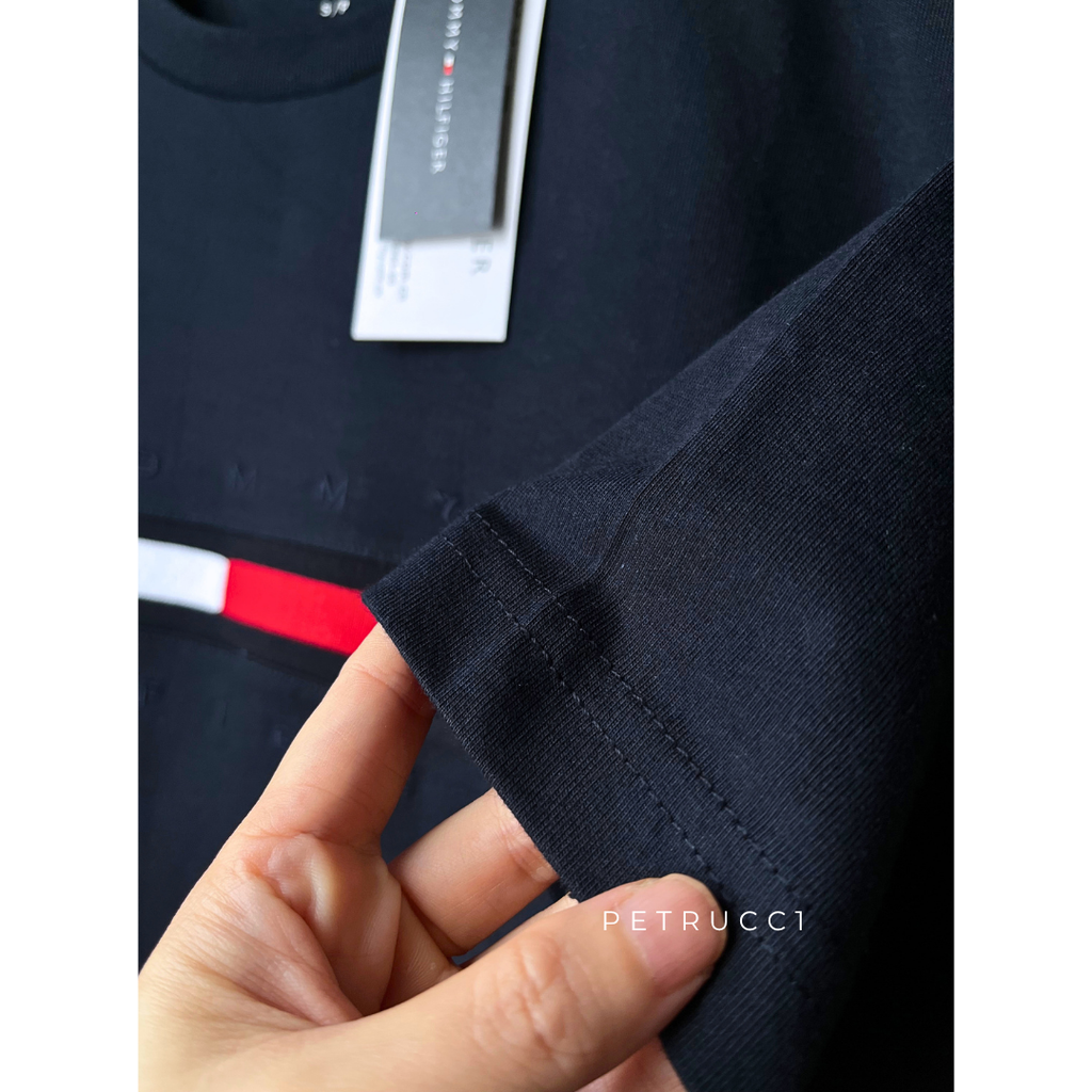 TOMMY HILFIGER Embroidered Flag Stripe Logo T Shirt  7849807R