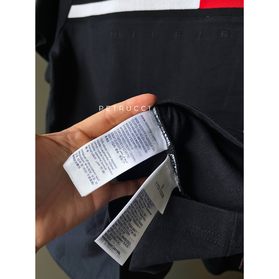 TOMMY HILFIGER Embroidered Flag Stripe Logo T Shirt  7849807R