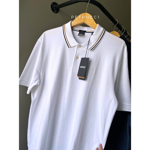 BOSS Slim-fit polo shirt in cotton with striped collar Penrose 38 50469360