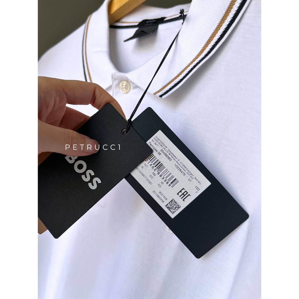 BOSS Slim-fit polo shirt in cotton with striped collar Penrose 38 50469360