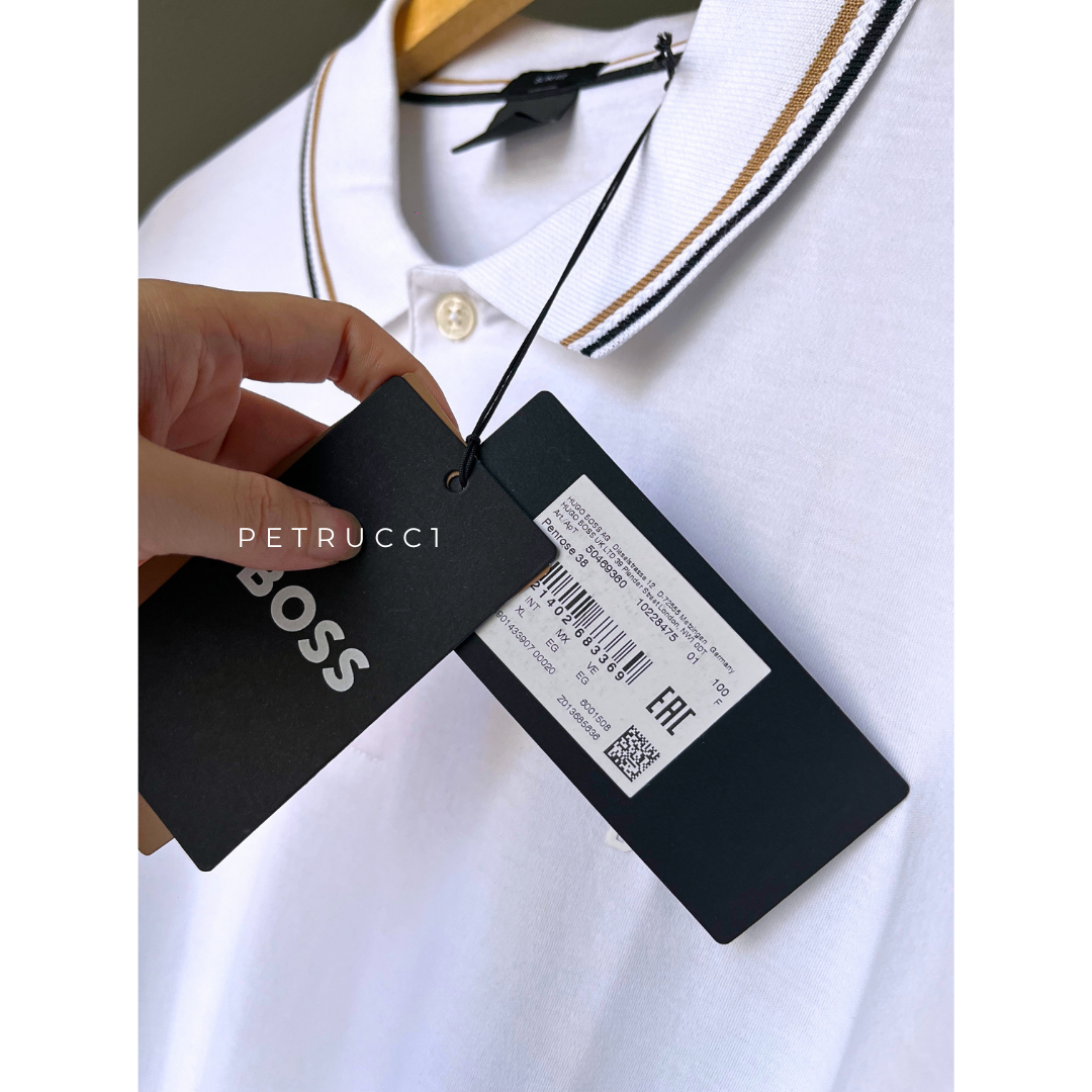 BOSS Slim-fit polo shirt in cotton with striped collar Penrose 38 50469360