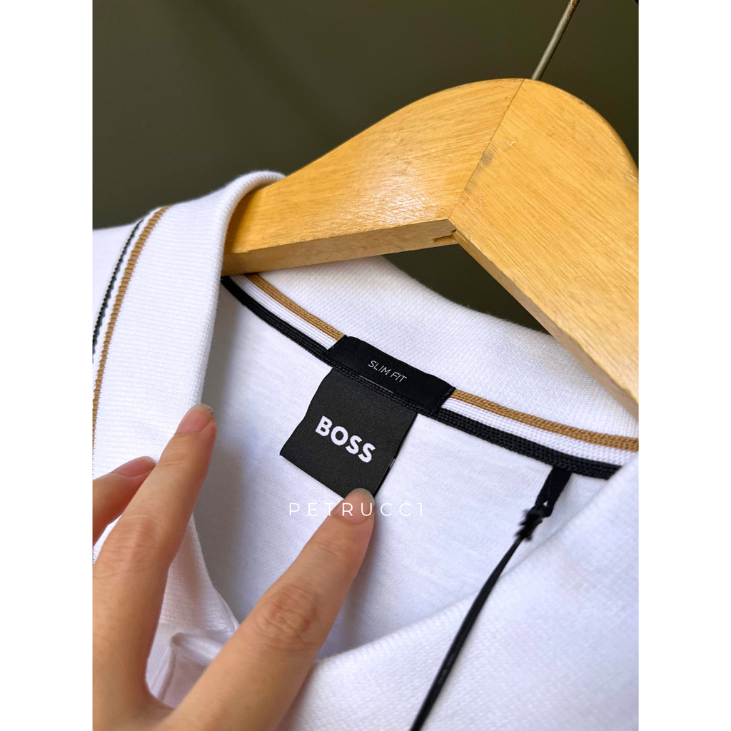 BOSS Slim-fit polo shirt in cotton with striped collar Penrose 38 50469360