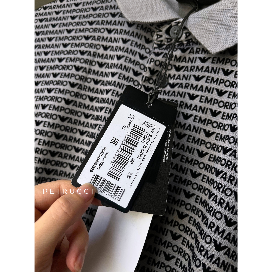 EMPORIO ARMANI EA7 All-over Jacquard Lettering Jersey Polo Shirt 6D1F79